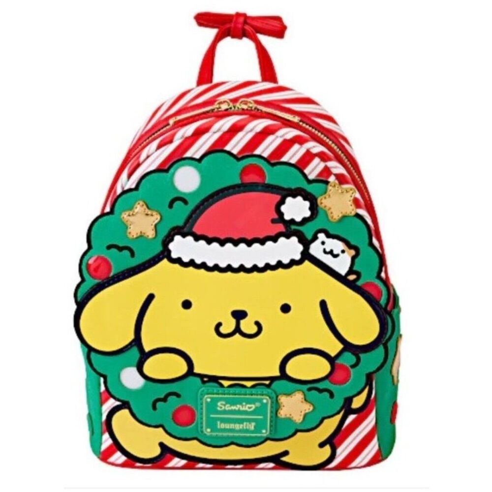 Loungefly Sanrio Exclusive Pompompurin Dog Santa Hat Light Up Mini Backpack NWT